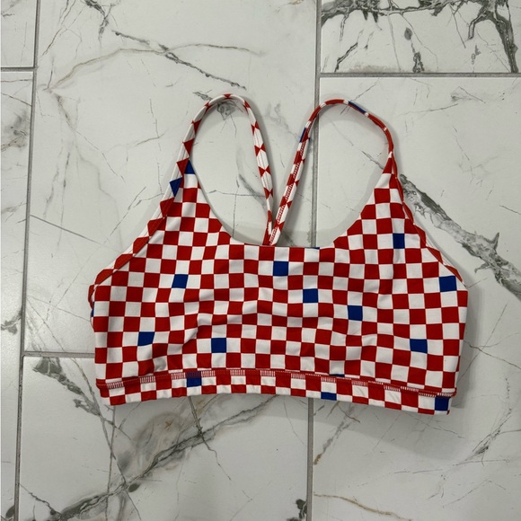 Fleo Other - Red and White Checkered Sports Bra